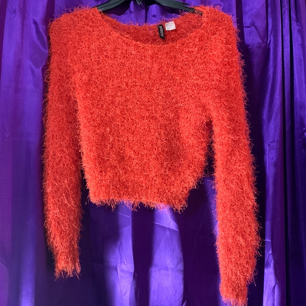 Red fuzzy sweater